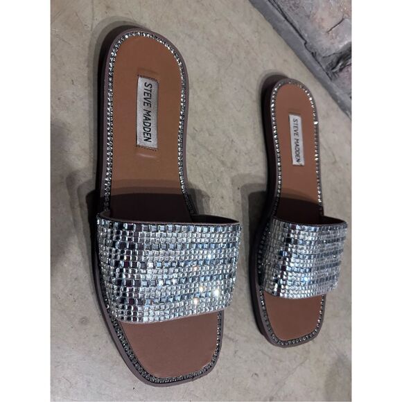 Steve Madden Mira Rhinestone Crystal Slide Slip On Dressy Sandals Size 9M - Picture 9 of 10